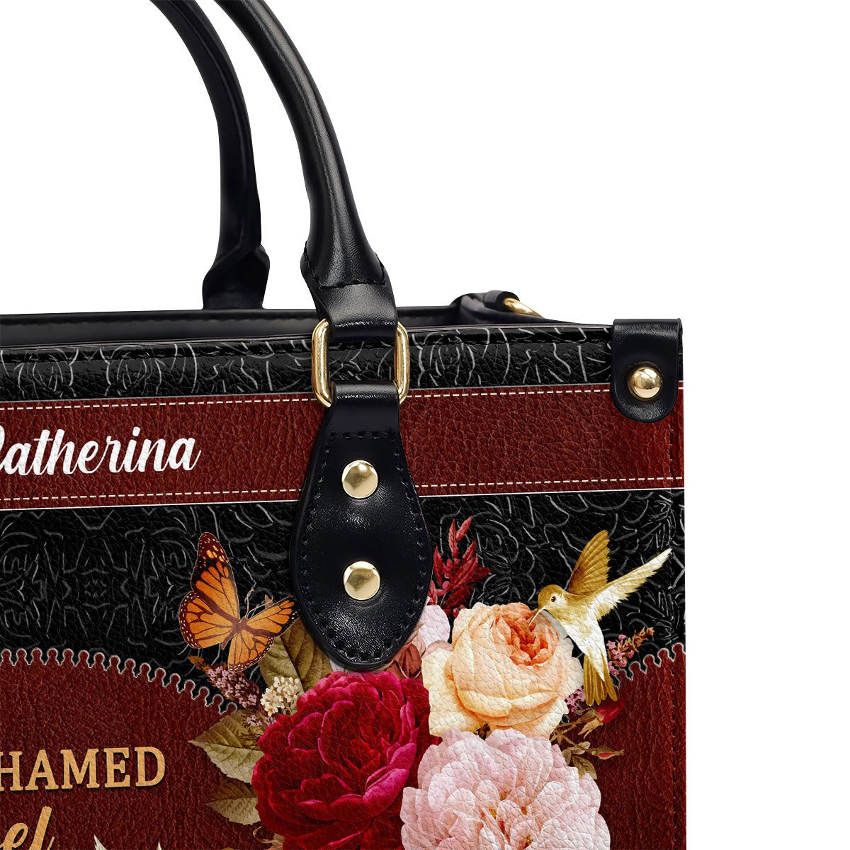 Personalized Christian Leather HandBag with Bible Verse Romans 1:16, Custom Name Handbag, Faith Religious Gift for Women BLAF18
